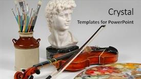  Presentation with david statue - Beautiful PPT theme featuring david statue - representation of the arts backdrop and a light gray colored foreground