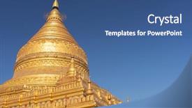  Presentation with myanmar bagan - Cool new slide set with daw - detail of shwezigon pagoda which backdrop and a ocean colored foreground