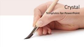  Presentation with paint brush - PPT theme featuring daw - hand with paint brush background and a lemonade colored foreground