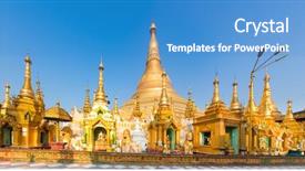  Presentation with shwedagon pagoda - Slides consisting of daw - shwedagon or great dagon pagoda background and a teal colored foreground