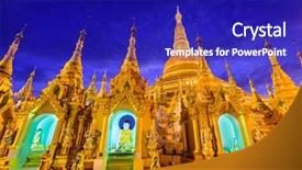  Presentation with shwedagon pagoda - Audience pleasing presentation design consisting of daw - shwedagon pagoda in yangon myanmar backdrop and a royal blue colored foreground