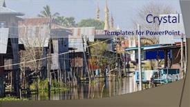  Presentation with traditional houses illustration - Audience pleasing slide deck consisting of daw - traditional wooden stilt houses backdrop and a  colored foreground