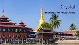  Presentation with traditional - PPT theme with daw - traditional wooden stilt houses background and a light blue colored foreground
