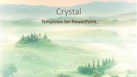  Presentation with misty - Colorful slide set enhanced with dawn in a misty valley with view on a farmhouse in the hills near pienza backdrop and a cream colored foreground