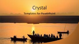  Presentation with varanasi - Presentation featuring dawn on the ganges river background and a yellow colored foreground