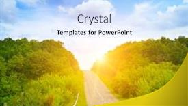  Presentation with rural road - Amazing theme having dawn-over-road-in-rural backdrop and a light blue colored foreground