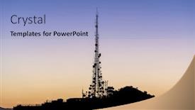 Presentation with communication tower - Theme consisting of silhouette antenna - dawn view of griffith park background and a light blue colored foreground