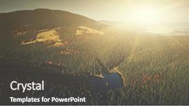  Presentation with forestry - Amazing presentation having dawning - panoramic mountain forestry slope dawn backdrop and a dark gray colored foreground