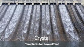  Presentation with water dam - Presentation enhanced with dam at day and discharge flood water hong kong background and a gray colored foreground