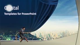  Presentation with day night - Colorful PPT theme enhanced with day and night backdrop and a navy blue colored foreground