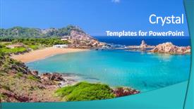  Presentation with sand - Presentation design with day at menorca island balearic background and a teal colored foreground