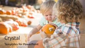  Presentation with family day - Presentation featuring day at the pumpkin patch background and a coral colored foreground