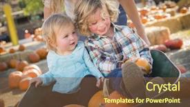  Presentation with family adolescence - Presentation theme featuring adorable young family enjoys background and a tawny brown colored foreground