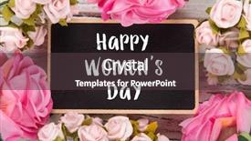  Presentation with pink roses - PPT theme featuring day background with pink rose background and a tawny brown colored foreground