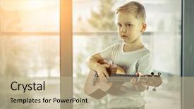  Presentation with ukulele - Theme enhanced with day boy play on ukulele background and a mint green colored foreground