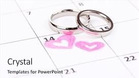  Presentation with white wedding - PPT theme featuring day calendar - wedding rings isolated on white background and a  colored foreground