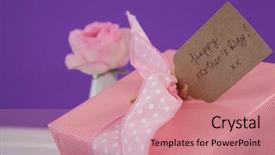  Presentation with happy mothers day - Beautiful presentation featuring day card with gift box backdrop and a coral colored foreground