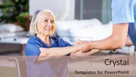  Presentation with helping - Slides enhanced with day care - cropped image of male nurse background and a coral colored foreground