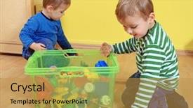  Presentation with toddlers - Cool new presentation with day care - cute european toddlers in kindergarten backdrop and a gold colored foreground