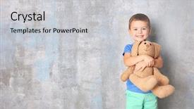  Presentation with bunny - Cool new presentation design with day care - cute little boy with toy backdrop and a light gray colored foreground