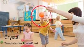  Presentation with children playing - Cool new theme with day care - happy children group playing backdrop and a coral colored foreground