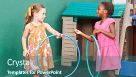  Presentation with children little child girl plays - Cool new theme with day care - two children playing together backdrop and a ocean colored foreground