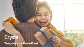  Presentation with kid s happy fathers day - Presentation theme featuring day child daughter congratulating dad background and a violet colored foreground