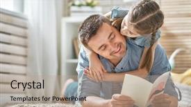  Presentation with kid s happy fathers day - Slide set enhanced with day child daughter congratulating dad background and a coral colored foreground