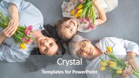  Presentation with grandma - Slide deck featuring day child mom and granny background and a gray colored foreground