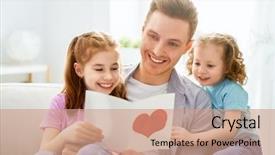  Presentation with postcard - Presentation theme consisting of day children daughters congratulating dad background and a coral colored foreground