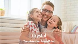  Presentation with family day - Beautiful slide set featuring day children daughters congratulating dad backdrop and a coral colored foreground