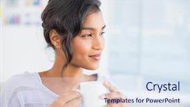  Presentation with coffee - Presentation theme enhanced with day dreaming - casual businesswoman having a coffee background and a  colored foreground