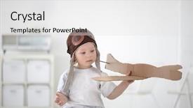  Presentation with play - Audience pleasing theme consisting of day dreaming - happy boy play in airplane backdrop and a light gray colored foreground