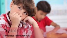  Presentation with young children - Colorful slide deck enhanced with liver problems - businesswoman with axe representing problem backdrop and a light gray colored foreground