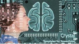  Presentation with 3d human body brain - Theme enhanced with day dreaming against human brain background and a ocean colored foreground