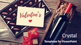  Presentation with chocolate wine - Beautiful presentation design featuring day greeting card red wine backdrop and a navy blue colored foreground