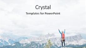  Presentation with female sport - Slide set consisting of day in dolomite alps - mountaineering background and a cool aqua colored foreground