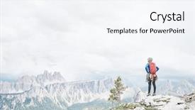  Presentation with female sport - Presentation design featuring day in dolomite alps - mountaineering background and a sky blue colored foreground
