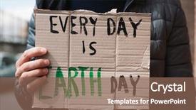  Presentation with signboard - PPT layouts having day is earth day handwritten background and a violet colored foreground