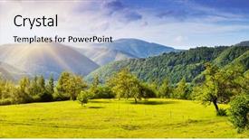  Presentation with mountain - Beautiful slides featuring sunny day is in mountain backdrop and a light blue colored foreground