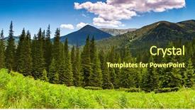  Presentation with clear sunny day rural landscape - Colorful slide deck enhanced with young woman sitting against office buidings coffee break lunch concept backdrop and a gray colored foreground