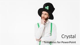  Presentation with young man on the phone - Amazing slide set having day isolated over white background backdrop and a white colored foreground