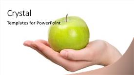  Presentation with green apple - Audience pleasing presentation theme consisting of day keeps a doctor away backdrop and a white colored foreground