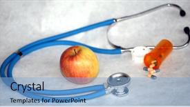  Presentation with stethascope - Cool new presentation theme with day keeps the doctor away backdrop and a  colored foreground