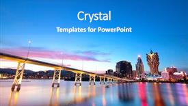  Presentation with night day - Slide set consisting of day night - macau cityscape of bridge background and a cobalt blue colored foreground