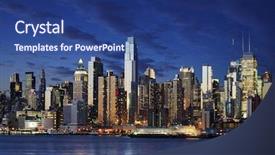  Presentation with harlem new york - Slides featuring day night - new york down town background and a ocean colored foreground