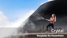  Presentation with page - Cool new presentation with day night - young woman pulling page backdrop and a dark gray colored foreground