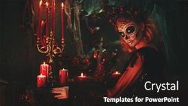  Presentation with sugar skull - Presentation design with day of the dead charming and dangerous calavera catrina in an old abandoned house sugar skull girl dia de los muertos halloween background and a wine colored foreground