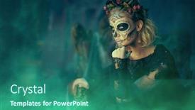  Presentation with day dead - Slide set featuring day of the dead charming and dangerous calavera catrina in an old abandoned house sugar skull girl dia de los muertos halloween background and a ocean colored foreground