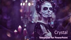  Presentation with sugar skull - Audience pleasing slide deck consisting of day of the dead charming and dangerous calavera catrina in an old abandoned house sugar skull girl dia de los muertos halloween backdrop and a wine colored foreground